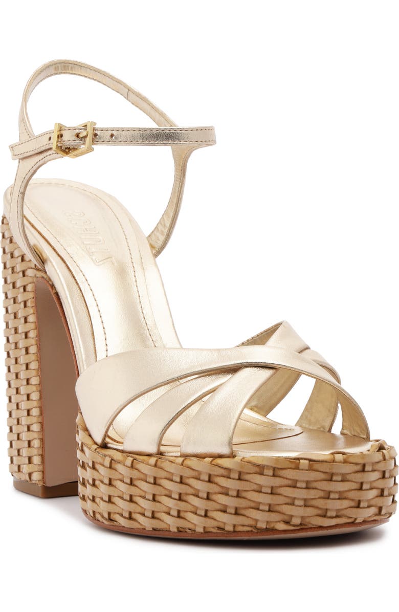 Schutz Keefa Woven Platform Sandal, Main, color, Platina