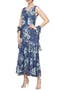 Print Cowl Neck Maxi Dress with Shawl