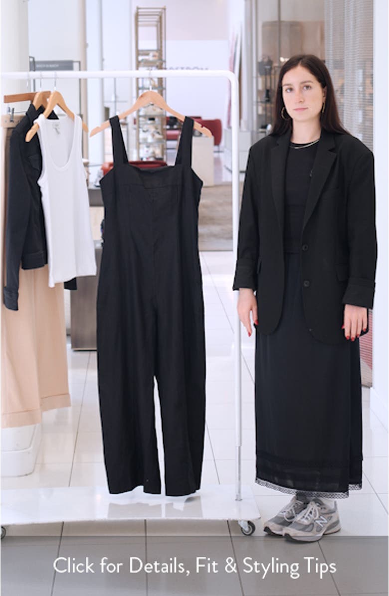 Square Neck Wide Leg Linen Jumpsuit, sales video thumbnail