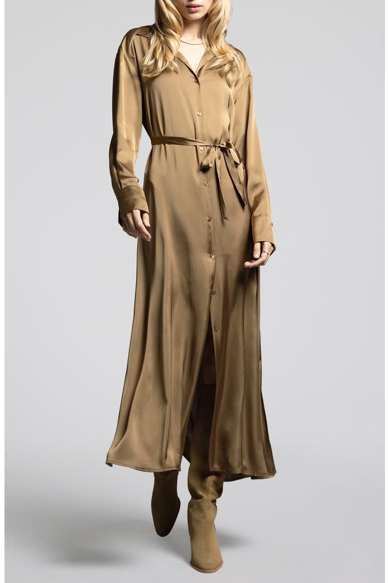 Yves Long Sleeve Shirtdress, Main, color, BRONZE