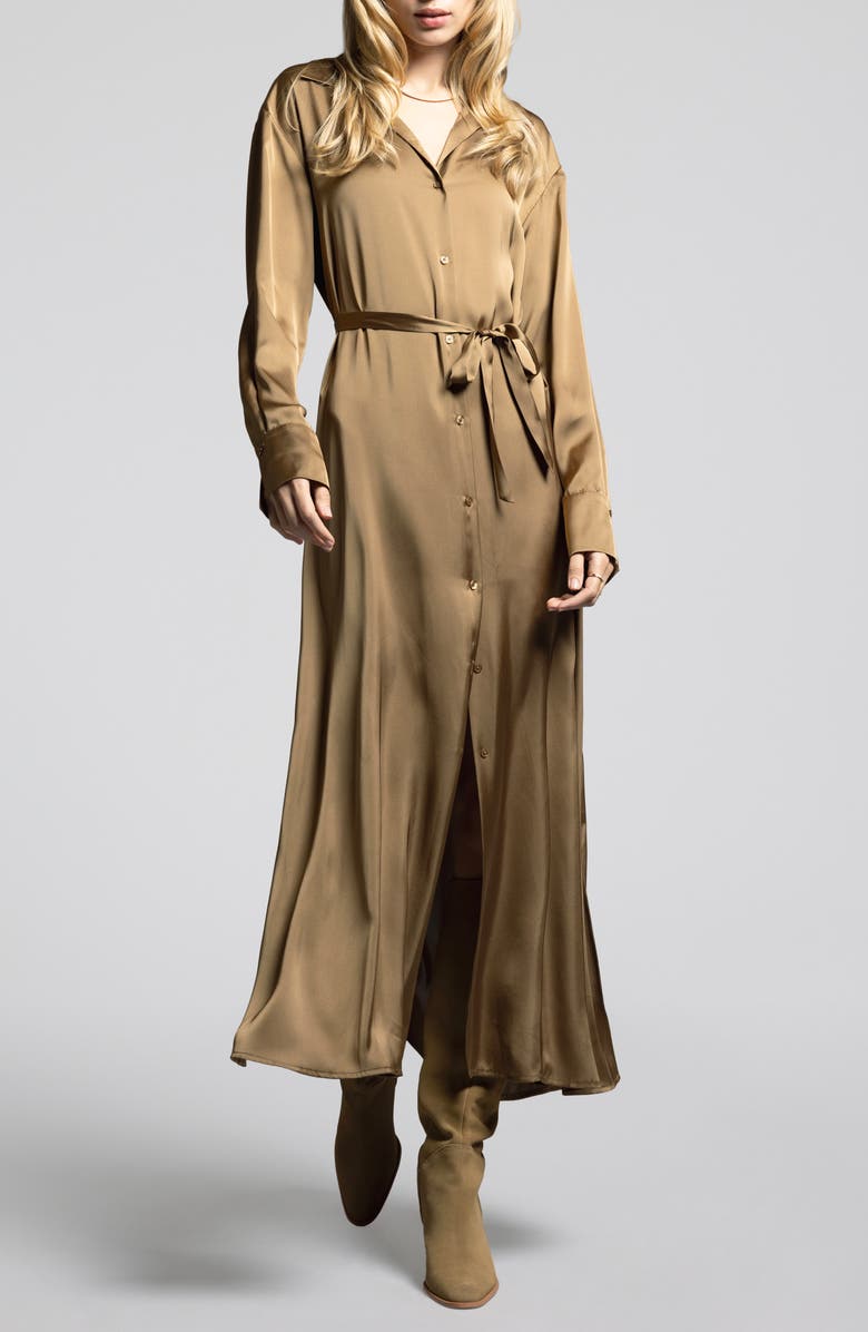 WEEKEND LOS ANGELES Yves Long Sleeve Shirtdress, Main, color, Bronze