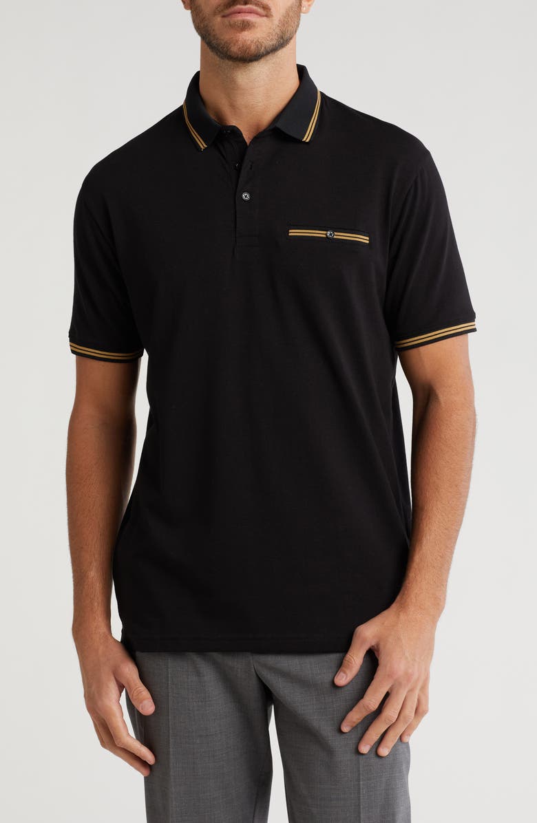 Cactus Man Tipped Knit Polo, Main, color, Black