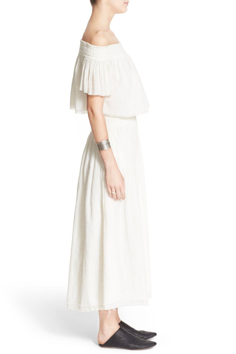 'Miss Stella' Off the Shoulder Crop Top & Culottes, Alternate, color, IVORY