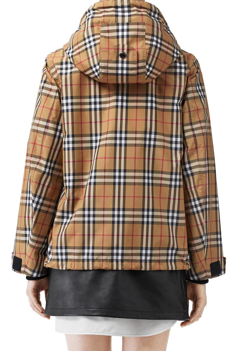 Winchester Vintage Check Hooded Rain Jacket, Alternate, color, ANTIQUE YEL IP CHK