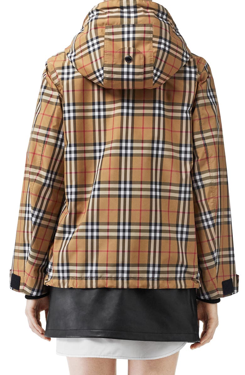 Burberry Winchester Vintage Check Hooded Rain Jacket, Alternate, color, 