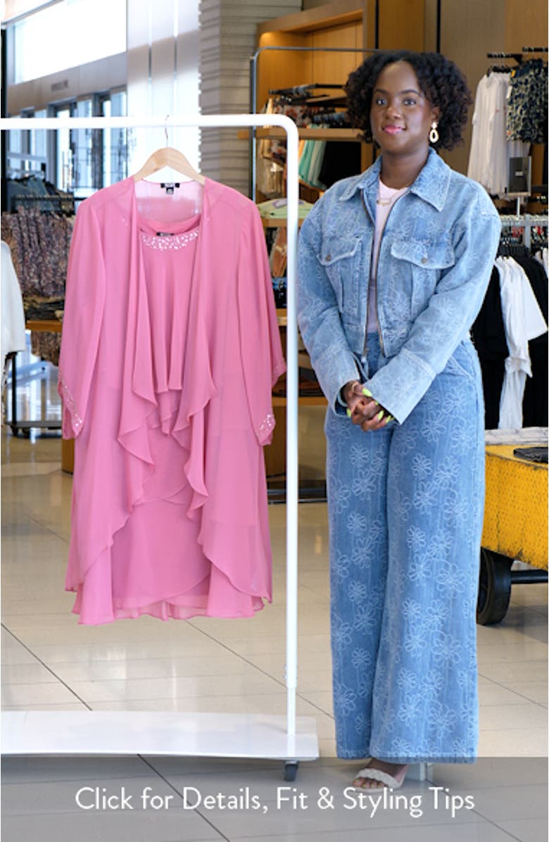 Beaded Tiered Chiffon Cocktail Dress with Jacket, sales video thumbnail