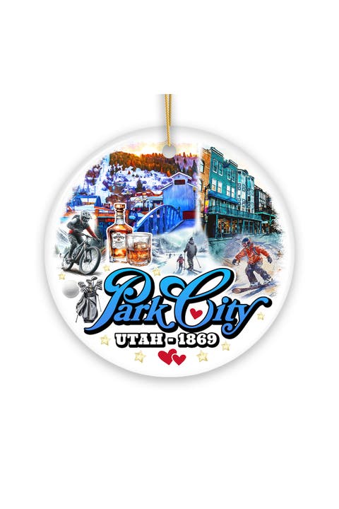 Park City Utah Snowy Mountain Ornament - Version 2