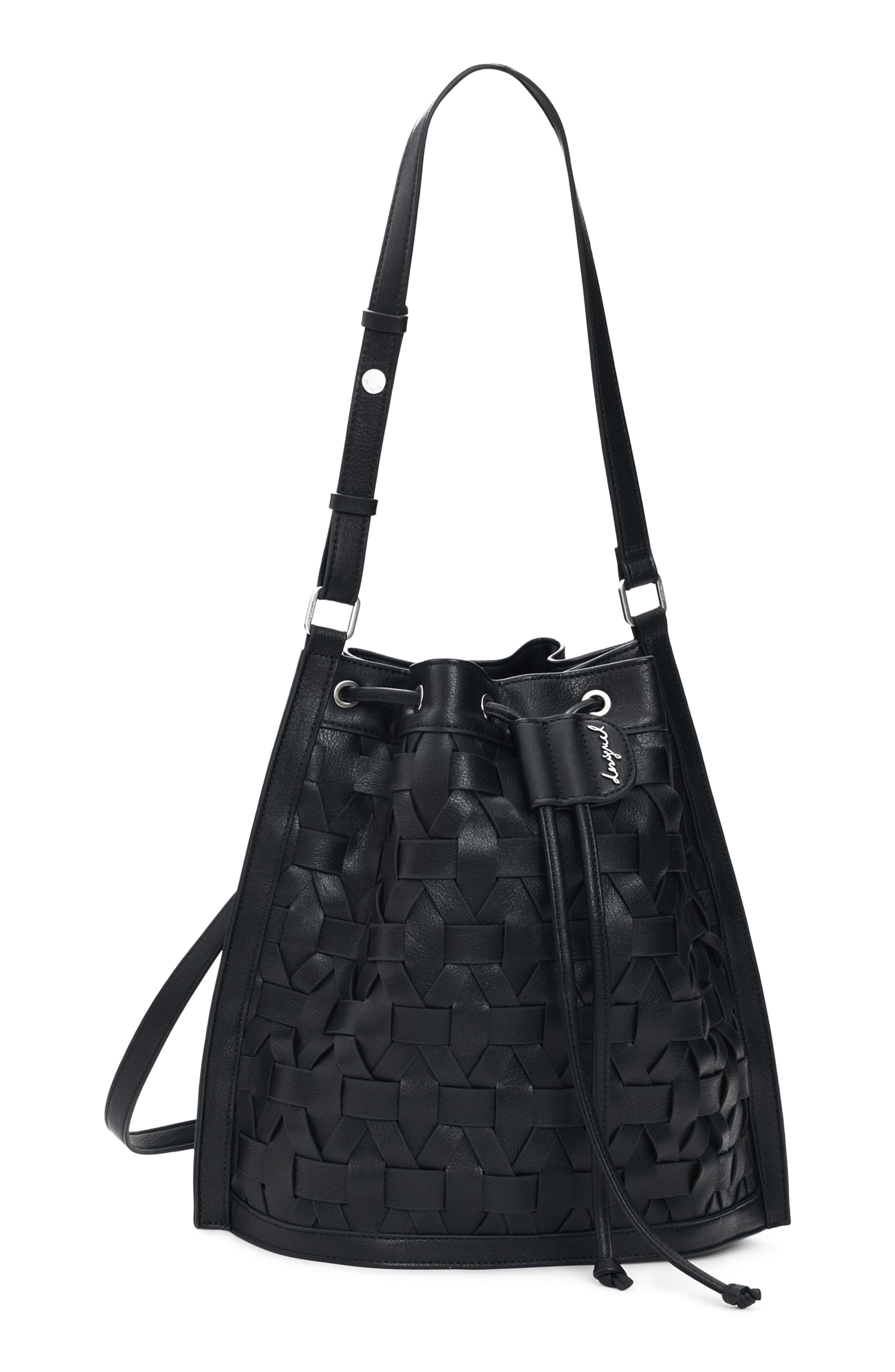 Desigual Woven Faux Leather Backpack, Alternate, color, Black