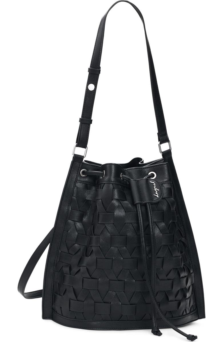 Desigual Woven Faux Leather Backpack, Alternate, color, Black