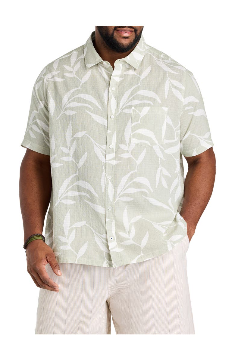 Nautica Big & Tall Leaf Print Sport Shirt, Main, color, Sail White