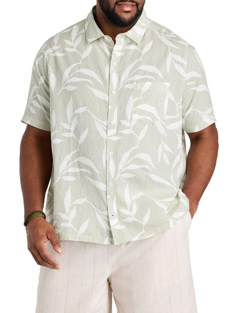 Big & Tall Leaf Print Sport Shirt