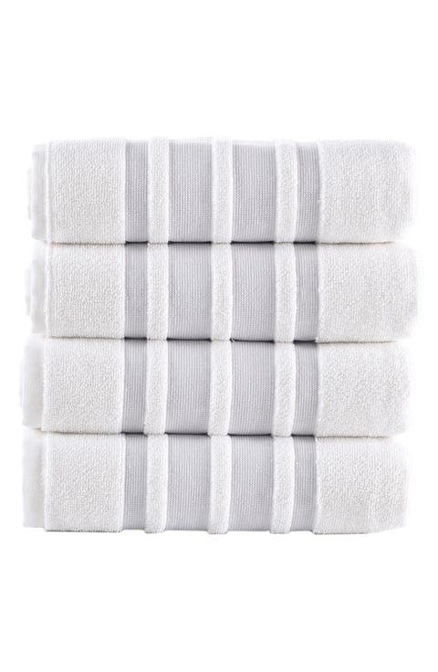 Contrast Border 4-Piece Towel Set