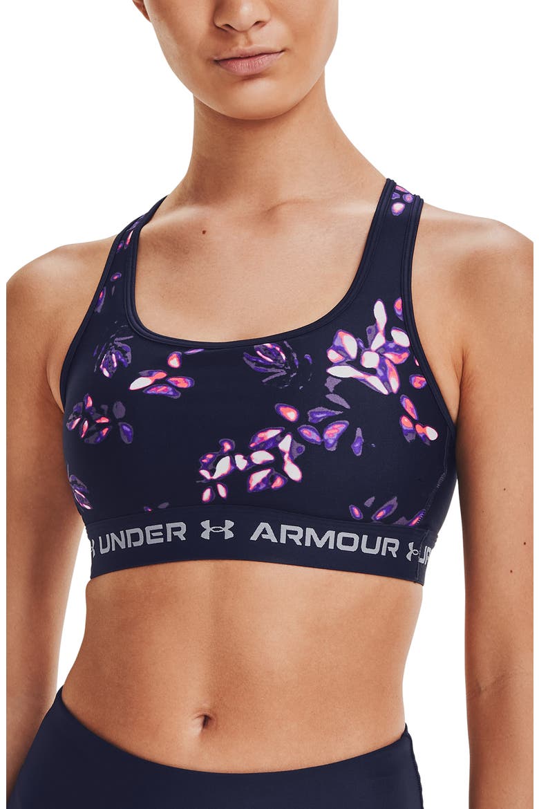 Print Cross Back Sports Bra, Main, color, MIDNIGHT NAVY