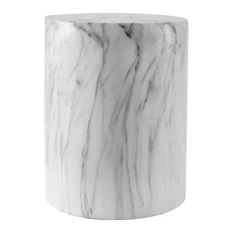 Troy 16" Modern Minimalist Faux Marble Column Indoor/Outdoor Accent Table