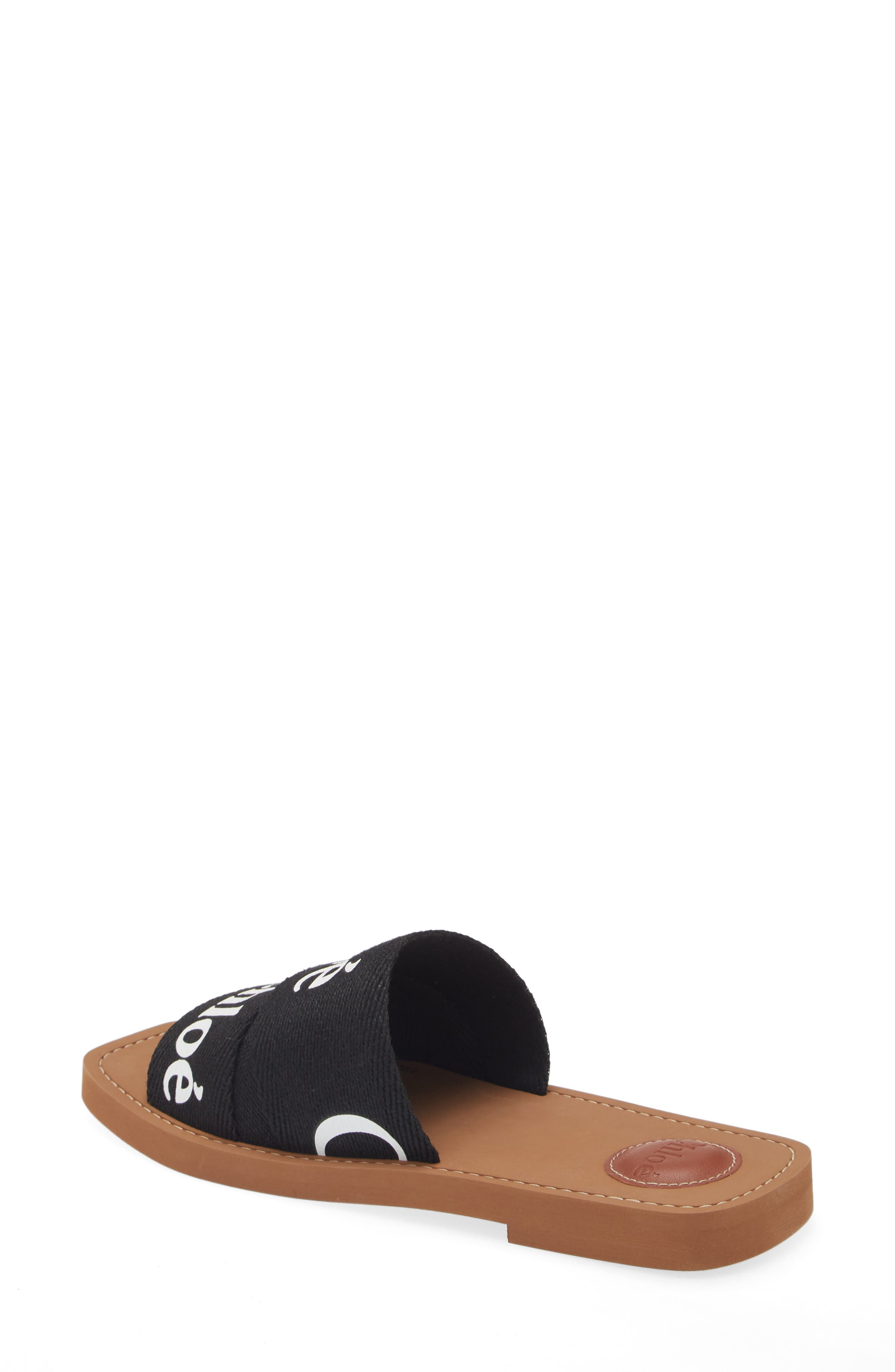 Chloé Woody Logo Slide Sandal, Alternate, color, Black
