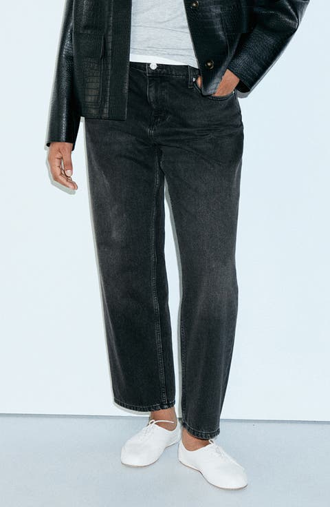 Mid Rise Straight Leg Jeans