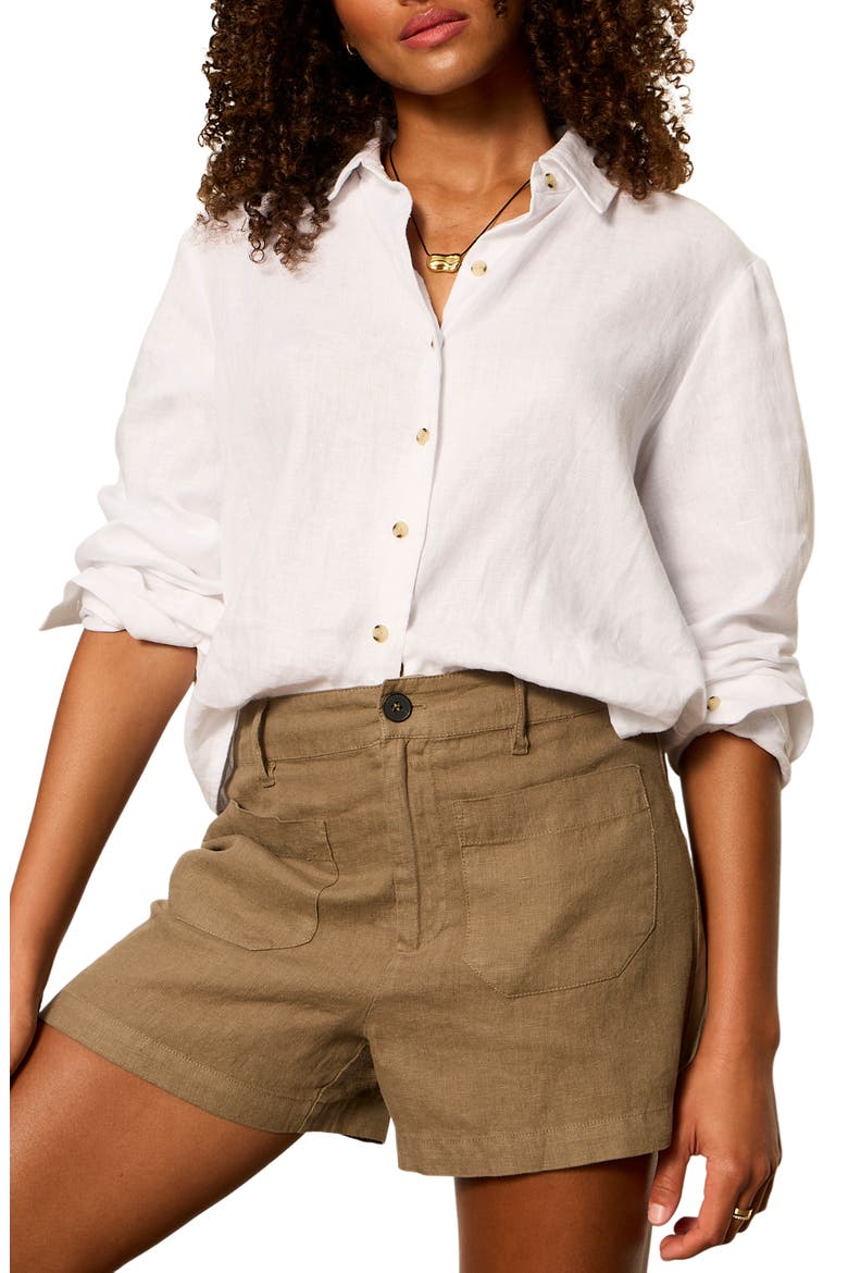 The Marine Linen Shorts, Alternate, color, TIMBER BROWN