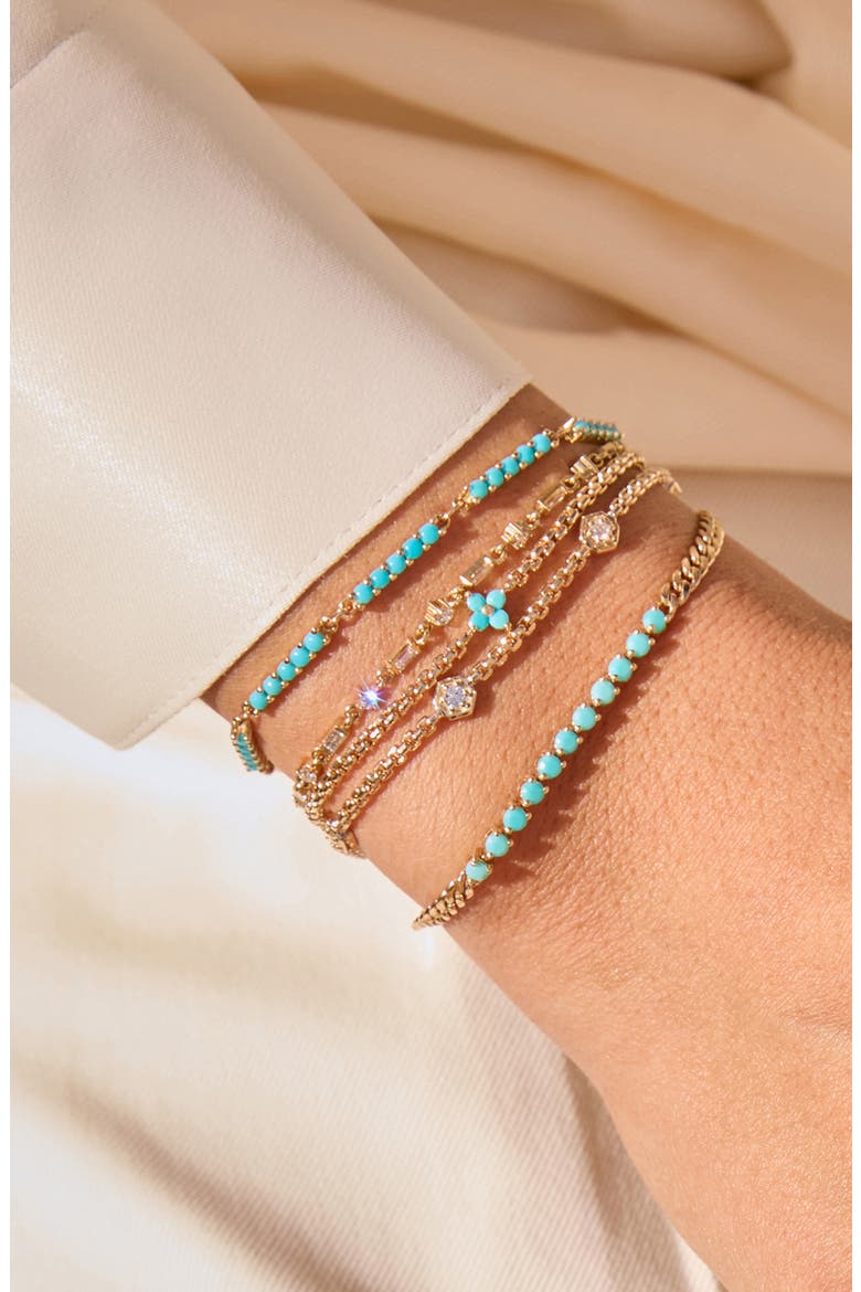 14K Gold Turquoise Quad Bracelet, Alternate, color, 14K YELLOW GOLD / TURQUOISE