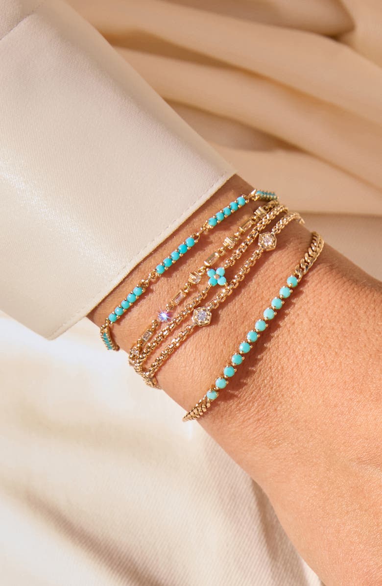 Zoë Chicco 14K Gold Turquoise Quad Bracelet, Alternate, color, 14K Yellow Gold / Turquoise