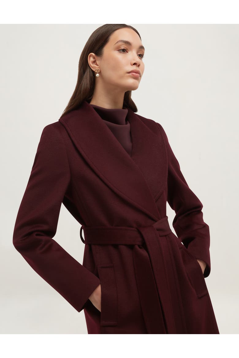 Sara Wool Longline Wrap Coat, Alternate, color, Malbecpurple