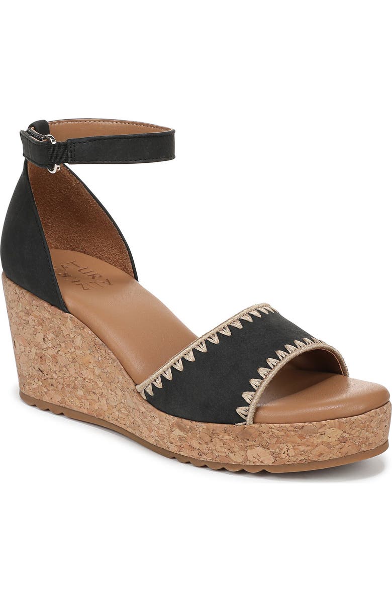 Naturalizer Olly Platform Wedge Sandal, Main, color, Black Faux Leather