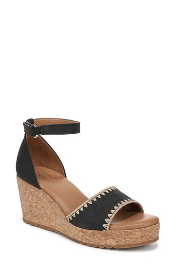 Naturalizer Olly Platform Wedge Sandal in Black Faux Leather at Nordstrom Rack, Size 5
