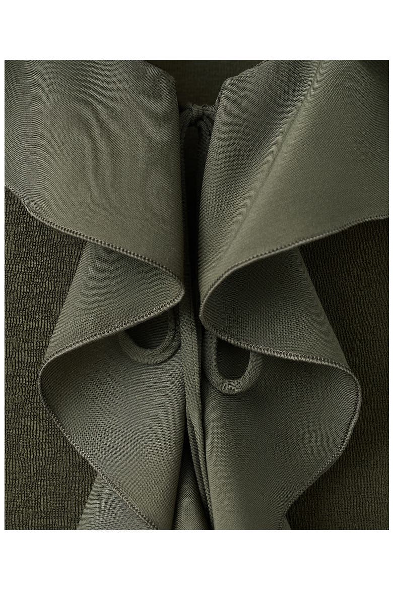 Ruffle Detail V-Neck Top, Alternate, color, KHAKI GREEN