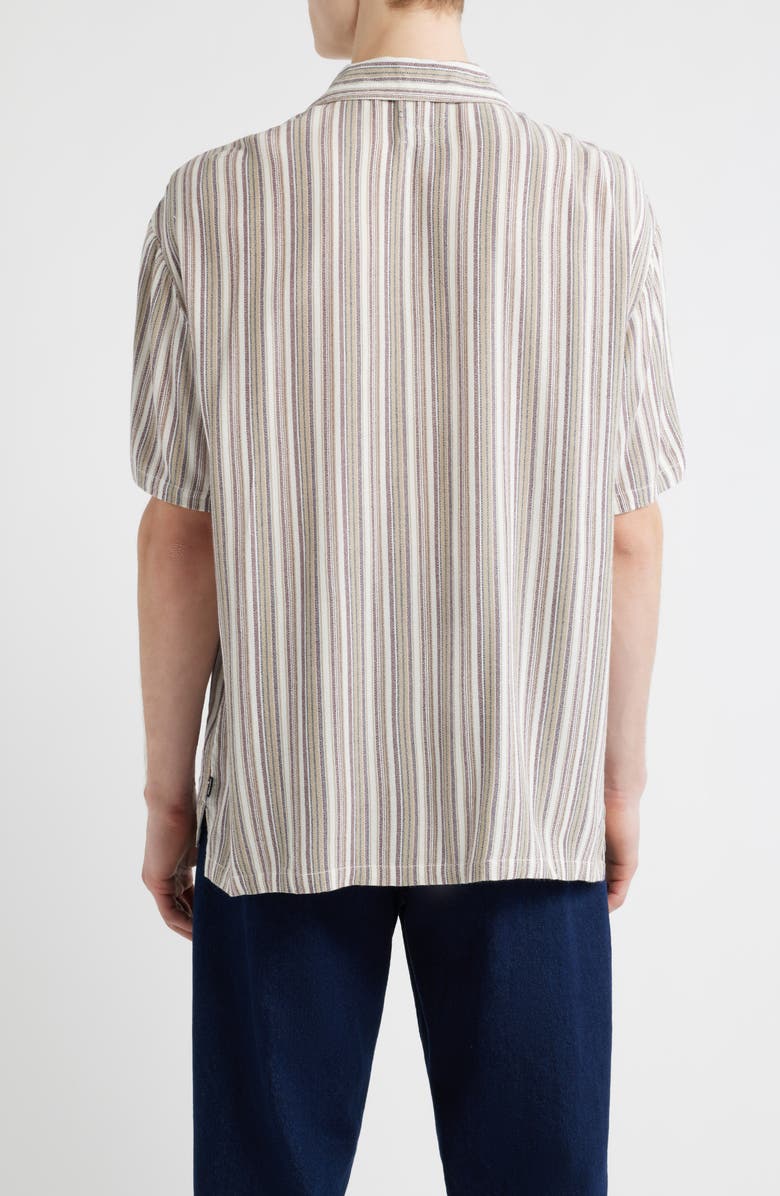 Brixton Bunker Twisted Stripe Camp Shirt, Alternate, color, Robust Red