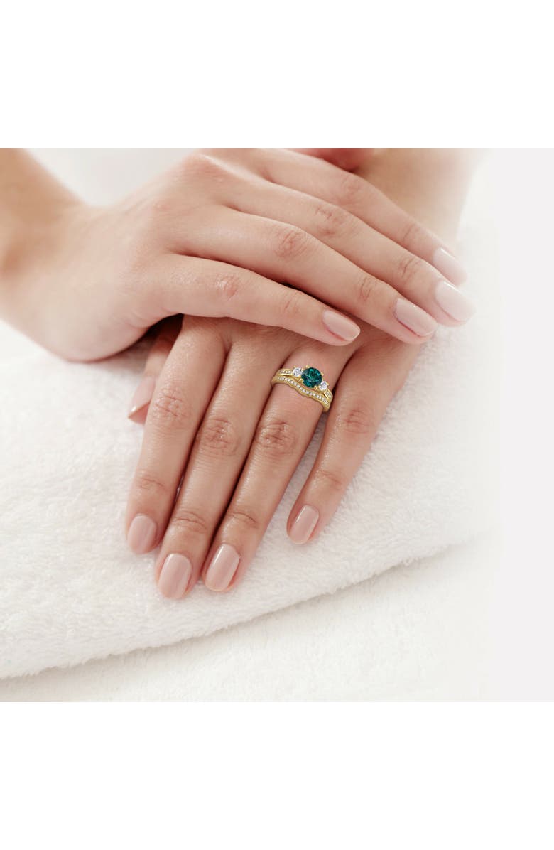 Julianna B. Lab-Created Emerald & Diamond Bridal Ring Set, Alternate, color, Lab-Created Emerald