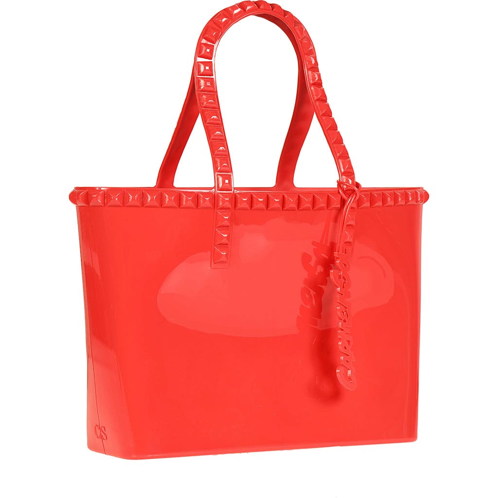 Carmen Sol Seba Mid Tote Jumbo Studs In Red