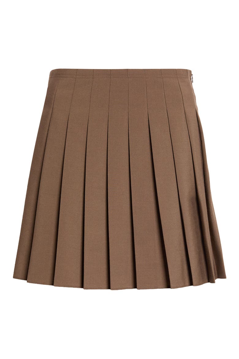 Pleated Miniskirt, Alternate, color, BROWN