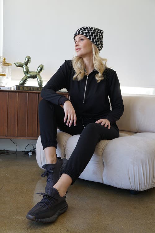 Lezat Ava Half Zip Modal Jumpsuit In Black