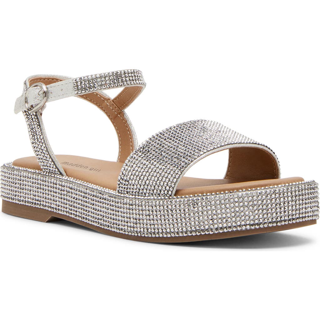 Steve Madden Kids' Jsweeter Ankle Strap Platform Sandal In Silver