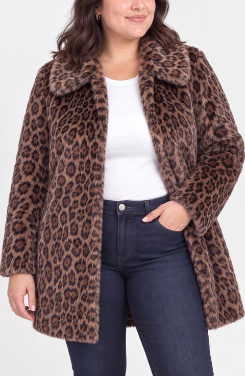Leopard Print Faux Fur Coat
