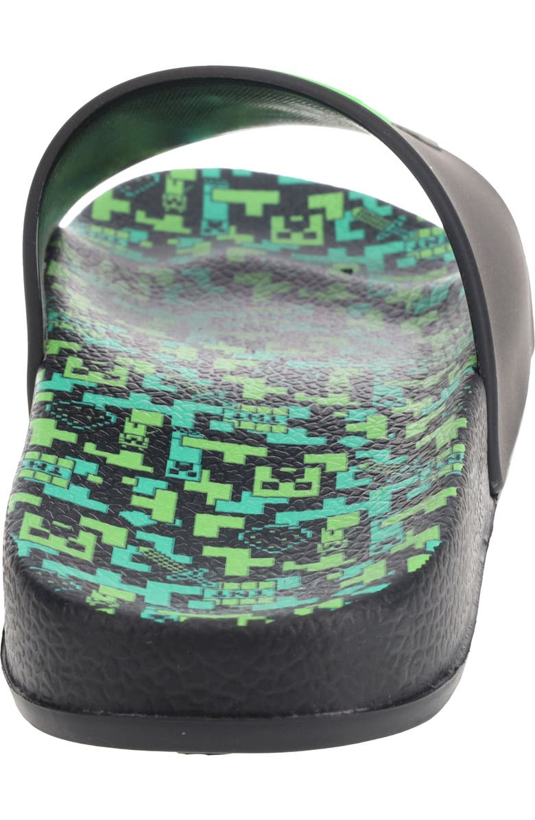 SG Footwear Kids' Minecraft Creeper Slide Sandal, Alternate, color, Black