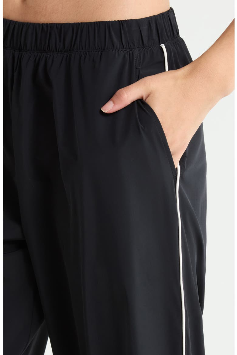 Megan Stretch Nylon Joggers, Alternate, color, BLACK/ CREME