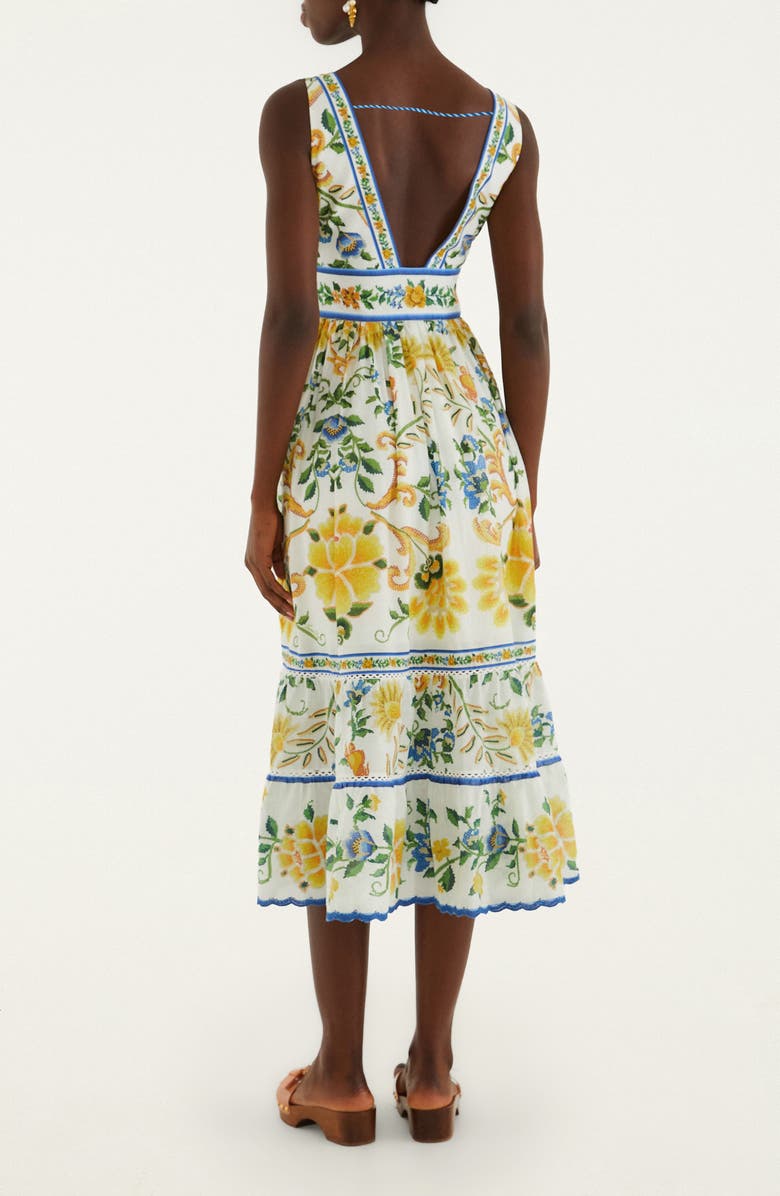 FARM Rio Emily Tapestry Floral Print Midi Dress, Alternate, color, Off-White
