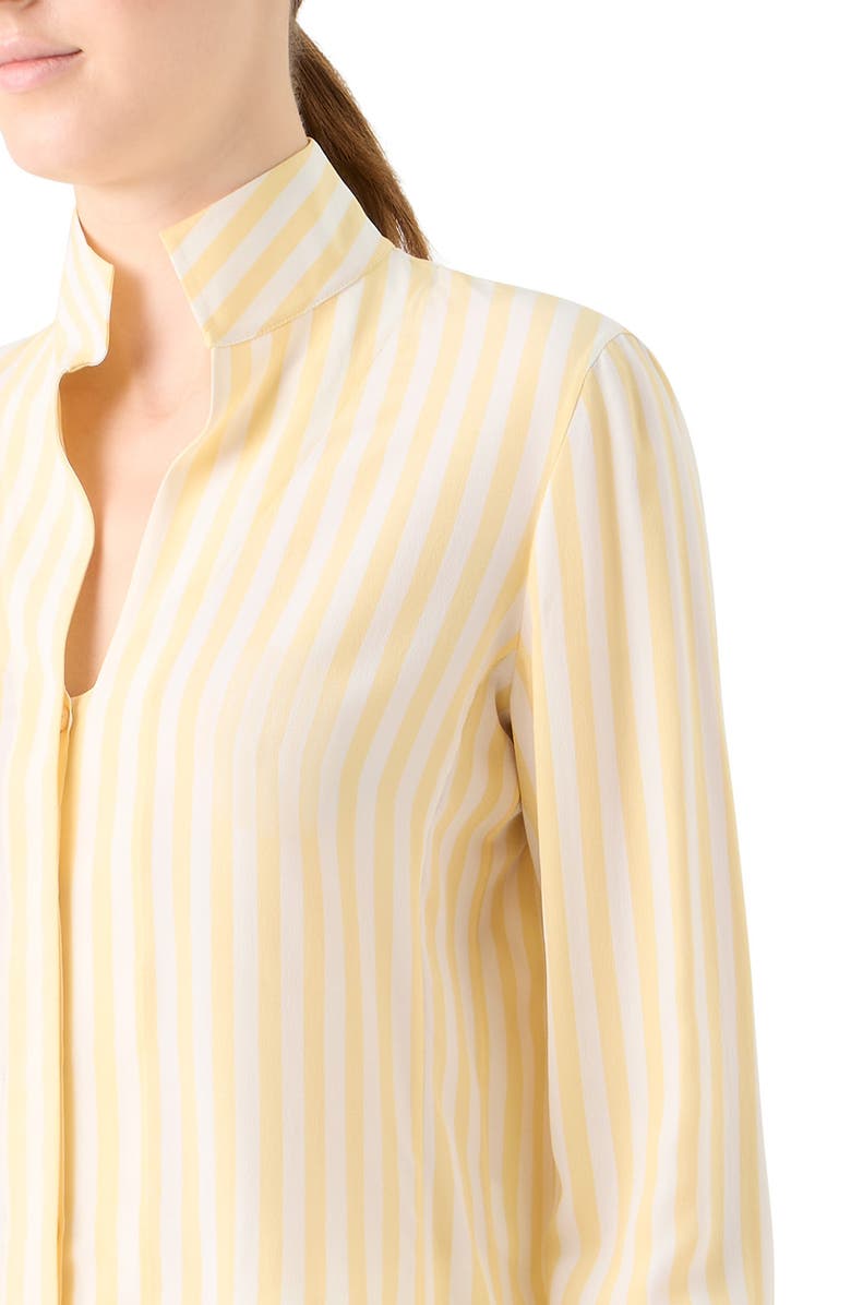 Akris Stripe Silk Tunic Shirt, Alternate, color, Sun/ Ecru