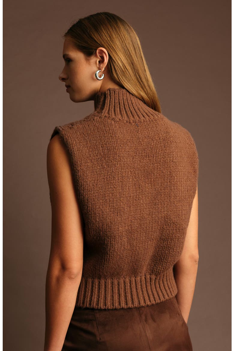 George Sleeveless Mock Neck Sweater, Alternate, color, CHOCOLATE