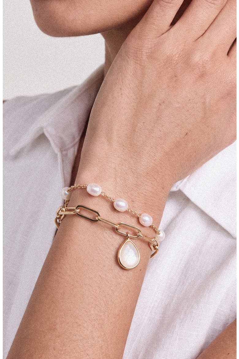 Celestial Imitation Pearl Charm Bracelet, Alternate, color, GOLD