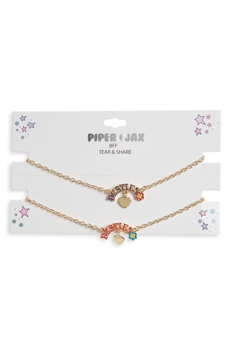 Piper & Jax Kids' Set of 2 BFF Rainbow Charm Necklaces, Main, color, Gold