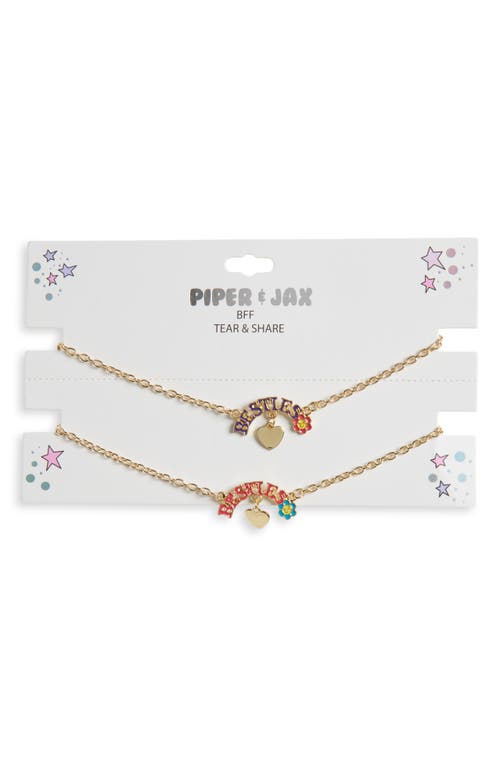 Piper & Jax Kids' Set Of 2 Bff Rainbow Charm Necklaces In Gold