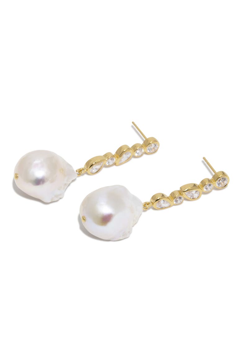 Pitter-Patter Freshwater Pearl Drop Earrings, Alternate, color, 18CT GOLD PLATED