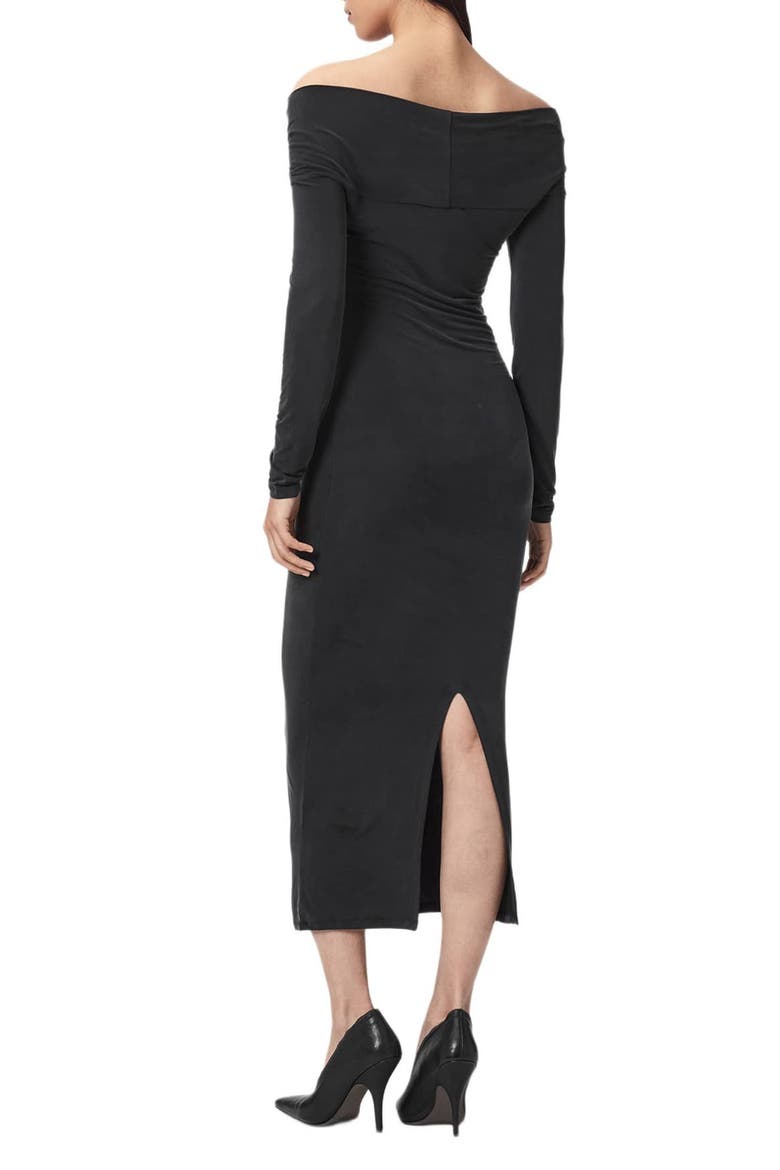 Delta Off the Shoulder Long Sleeve Maxi Dress, Alternate, color, BLACK