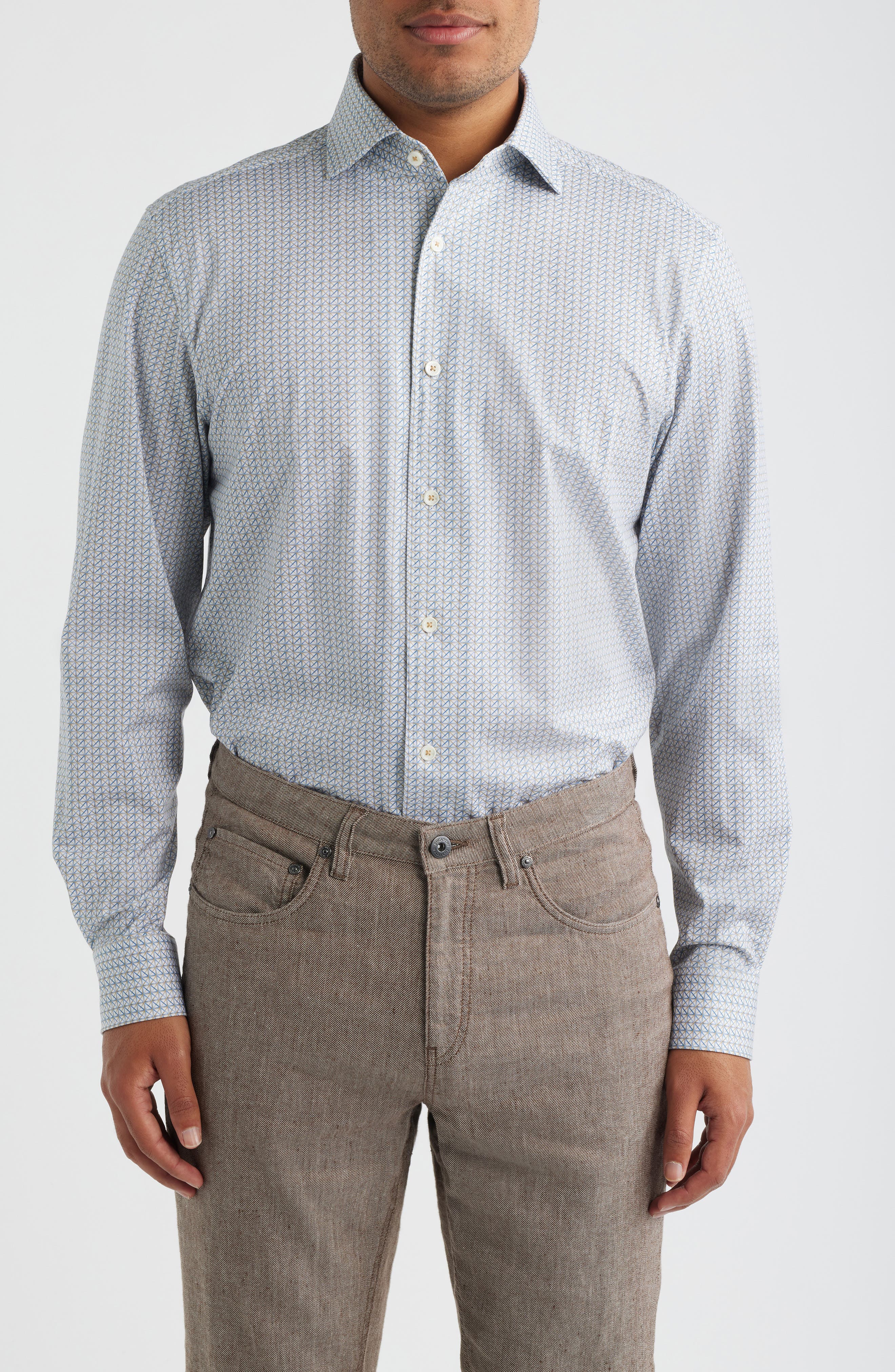 Devon OoohCotton Geometric Print Long Sleeve Button-Up Shirt