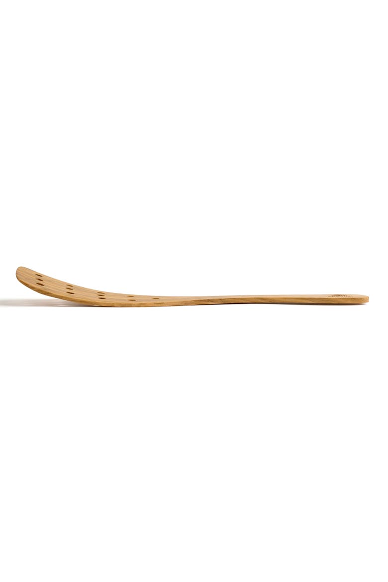 Handcrafted Olive Wood 12 Inch Curved Slotted Spatula, Alternate, color, Brown