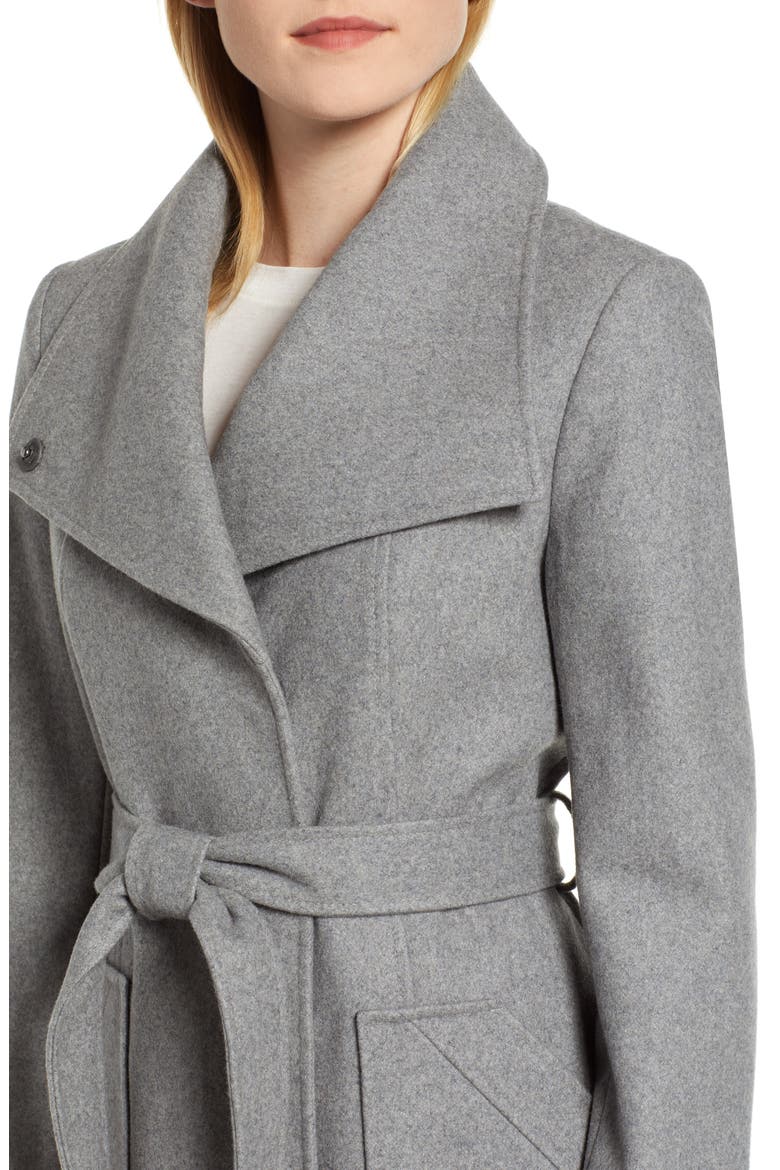 Belted Wool Blend Coat, Alternate, color, GREY