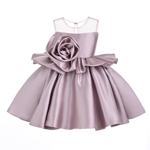 Oriana Peplum Sculpted Rose Dress