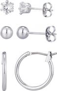 Adornia Set of 3 Assorted Studs and Hoop Earrings