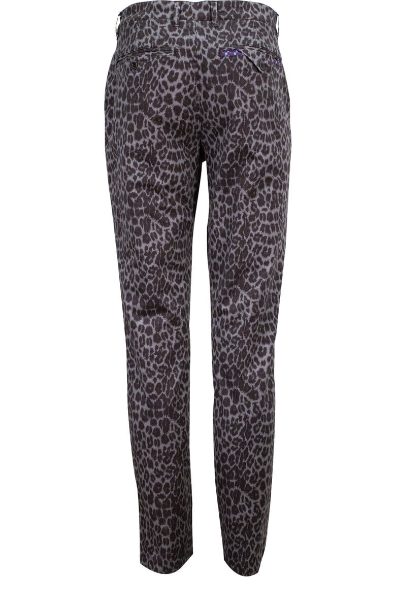 Lords of Harlech Charles Flat Front Chino Printed Pant, Alternate, color, Leopard Black
